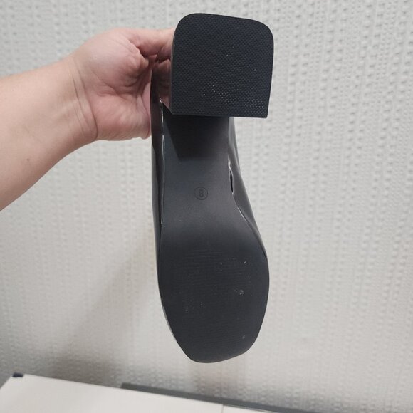 Coutgo Penny Loafers Chunky Block Heels Square Toe Shoes Black Women's Size 8 - Picture 12 of 14